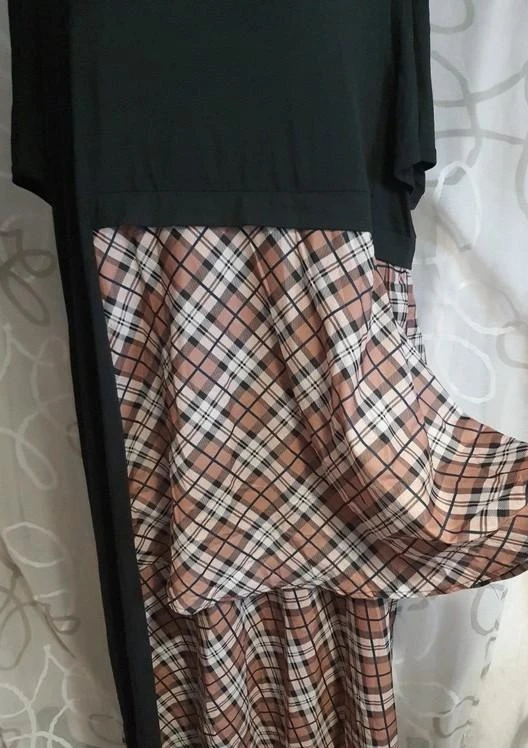 Vestido longo assimétrico preto quadriculado "MISS" 48 - 4XL – photo 3